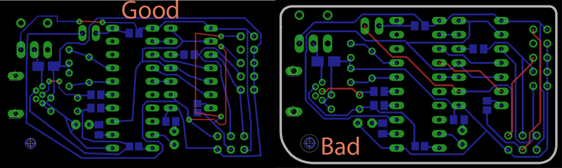 Example of good (not really, but sufficient) and bad wire placement". It is not a very good example, I will try to produce if there is time