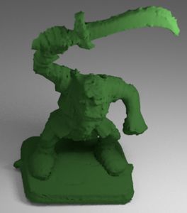 Orc-Miniatur, gescannt im Metalab, gerendert mit Blender Cycles.